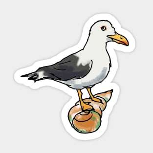 seagull on a seashell Sticker